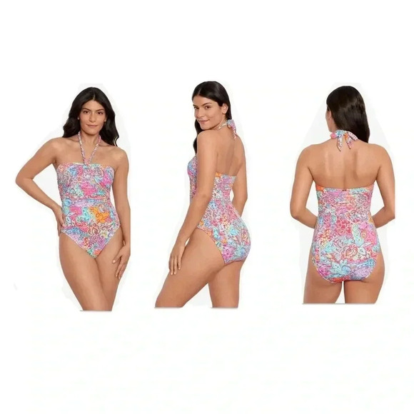 Ralph Lauren Black Label Amara Patchwork Halter Neck Malliot Swimsuit - Picture 1 of 12